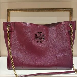 Tory Burch Wine Leather Shoulder Bag